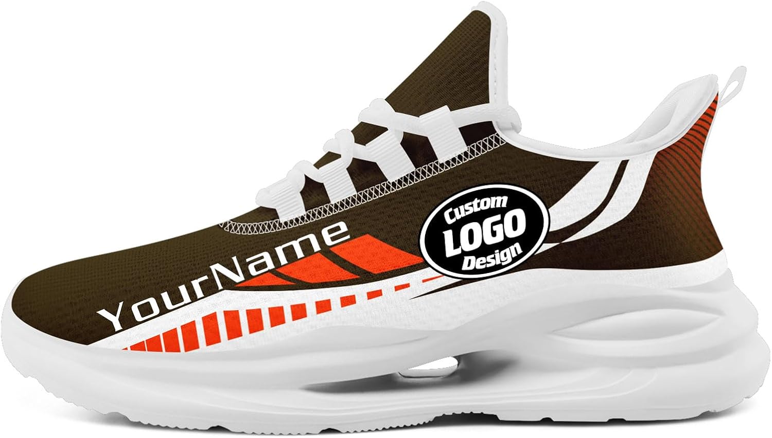 

Кастомизированные спортивные кроссовки с логотипом для мужчин и женщин, легкие дышащие беговые кроссовки из сетки Coolcustomize, белый/оранжевый/коричневый