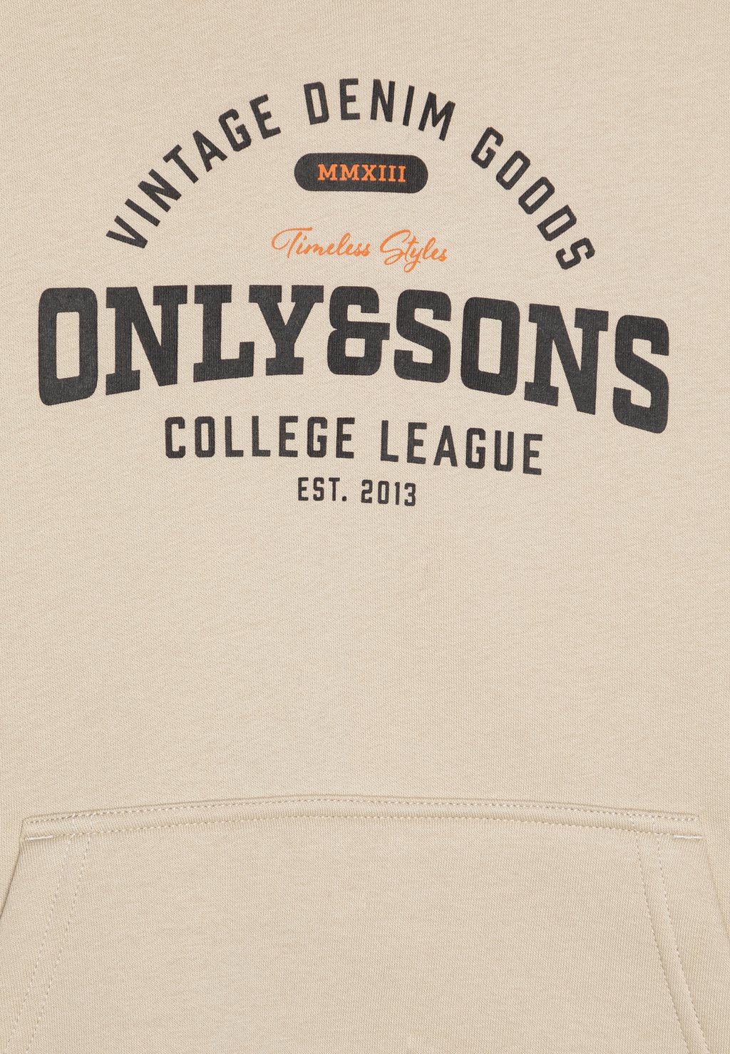 Толстовка OSJCERES VINTAGE PRINT HOOD ONLY & SONS junior, светло-серый — фото 3