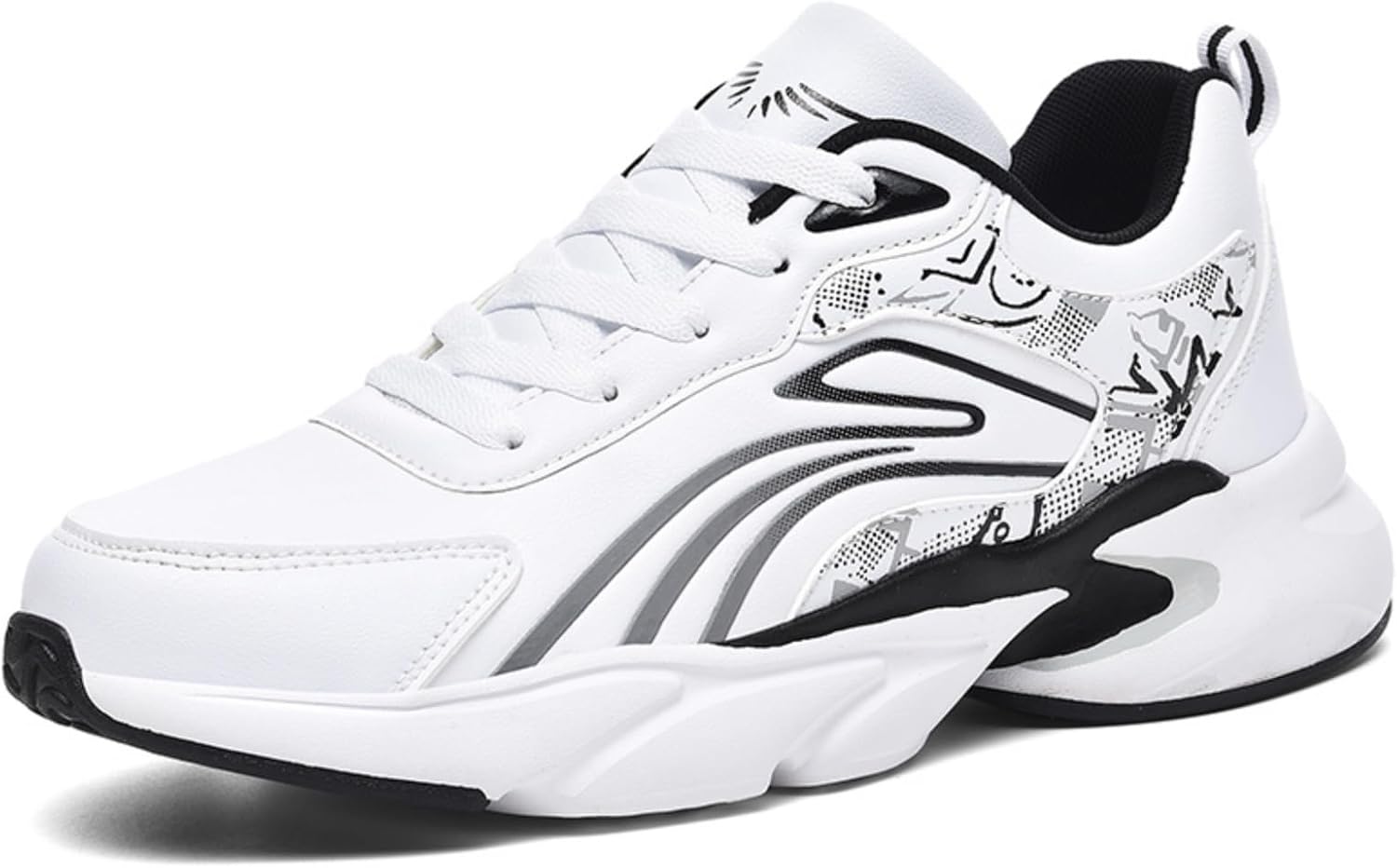 

Стильные и модные мужские кроссовки на высокой массивной подошве большого размера, удобные и легкие, подходят для повседневной носки и тенниса - и других видов спорта Khwfjas, белый