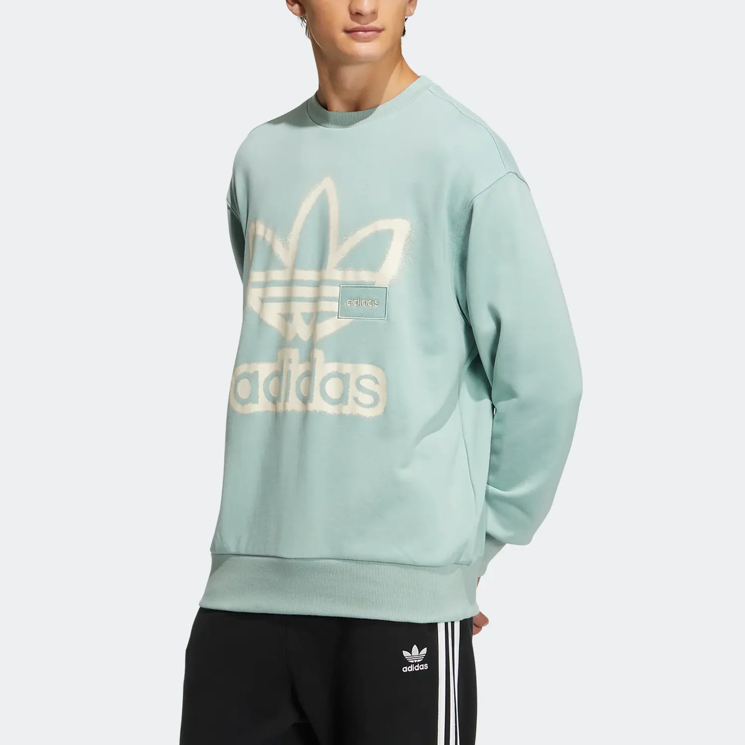 Толстовка унисекс циан Adidas Originals, голубой — фото 2
