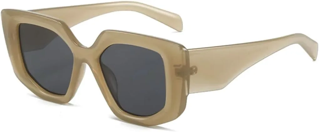 

Популярные модные солнцезащитные очки Polygon для женщин, ретро, ​​голубые и розовые, с защитой от УФ-излучения UV400, для мужчин с широкими дужками VVTWSSW, Tea Grey