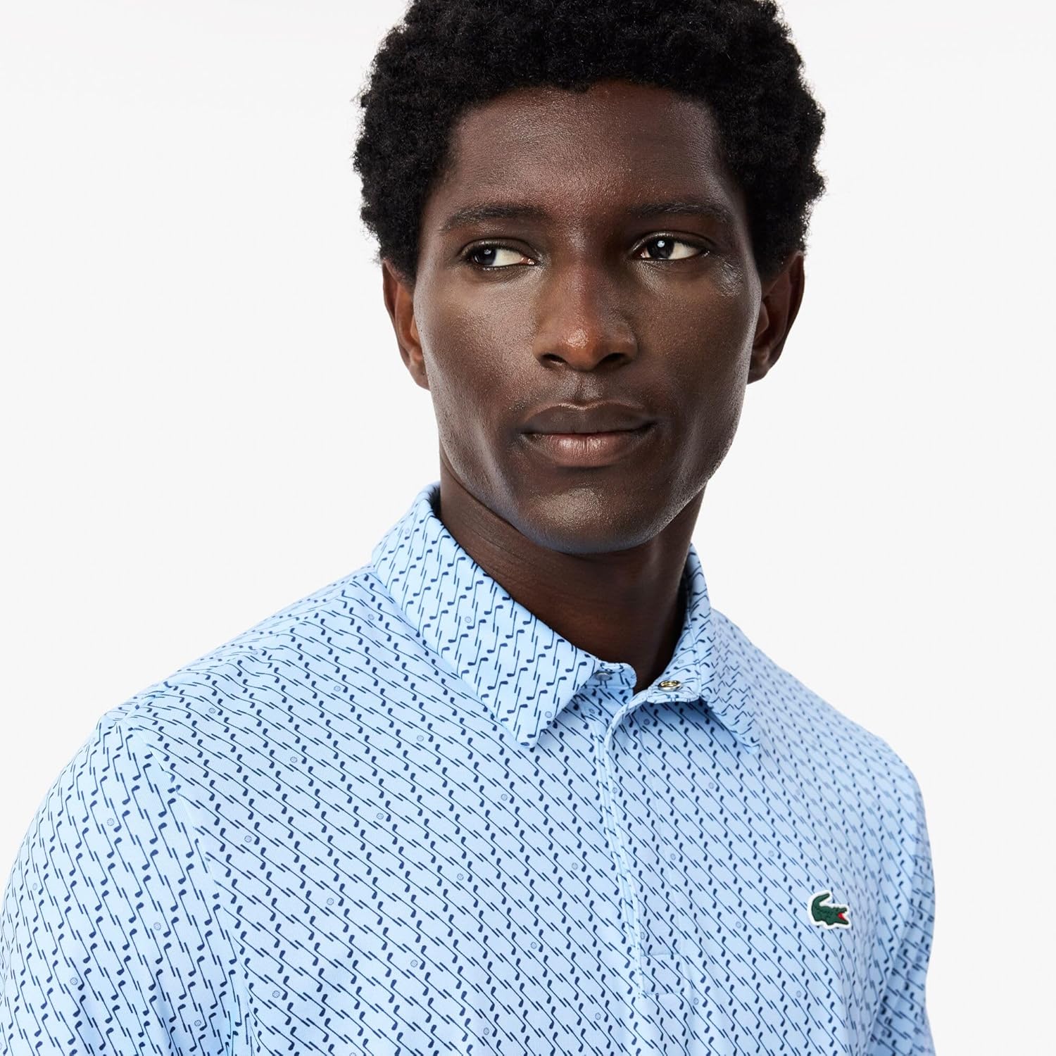 Поло Lacoste, мужское, для гольфа и защиты от УФ, светло-голубой — фото 2