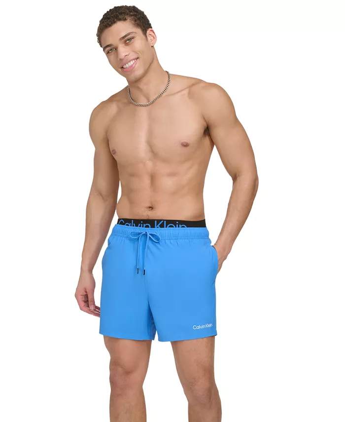 Мужские плавки Volley Modern Euro 5" с эластичным поясом и логотипом Calvin Klein, синий — фото 4