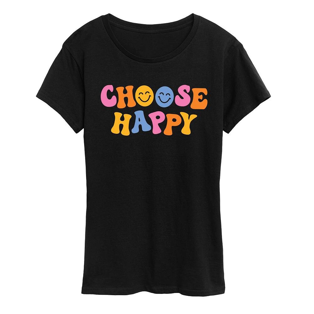 

Женская футболка Choose Happy с рисунком Licensed Character, черный