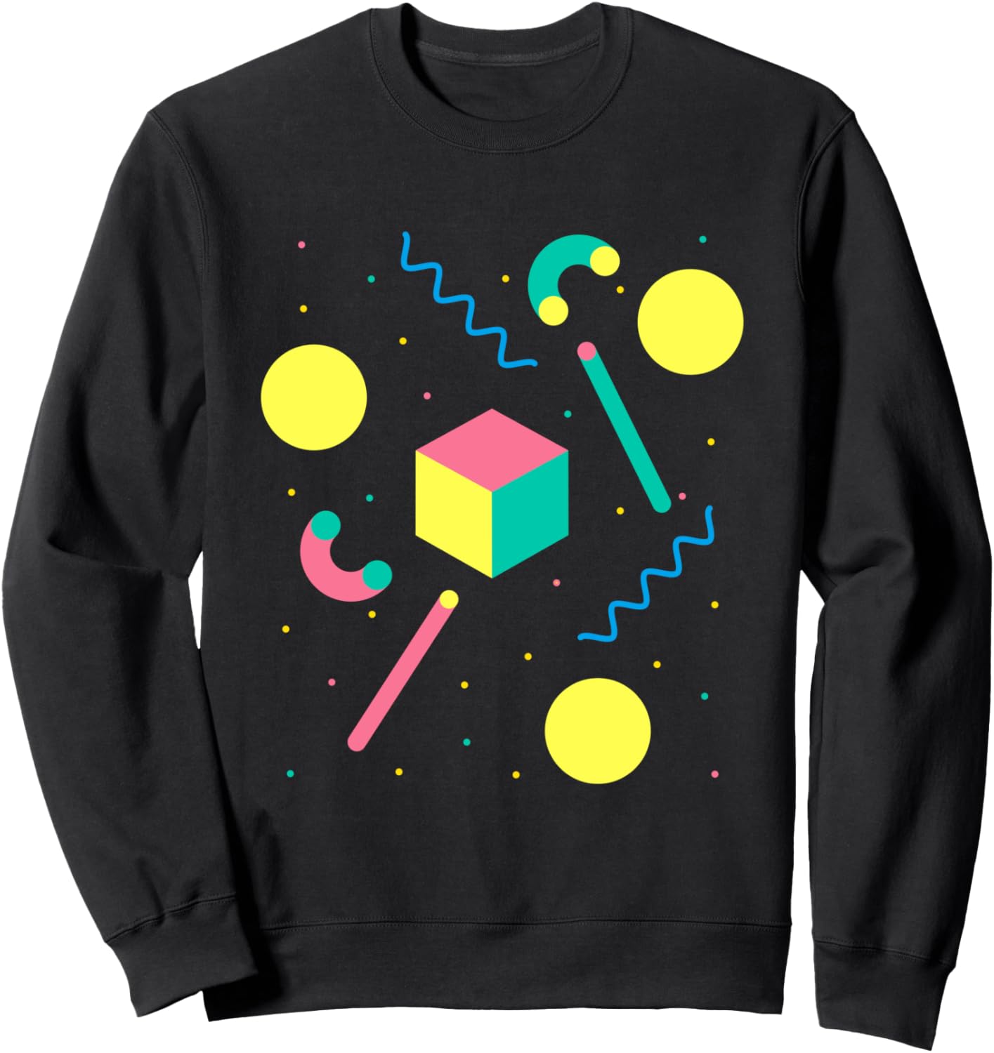 

Ретро-толстовка в винтажном геометрическом стиле Мемфис 80-х и 90-х годов 80S & 90S Aesthetic Vaporwave Designs, черный