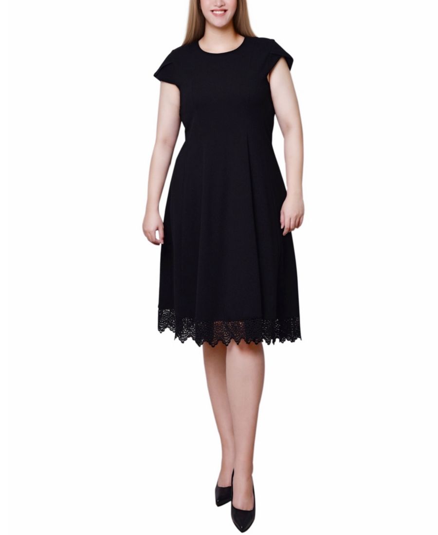 

Женское платье-сарафан из шифона с рукавами из ткани дайвинг NY Collection, Black