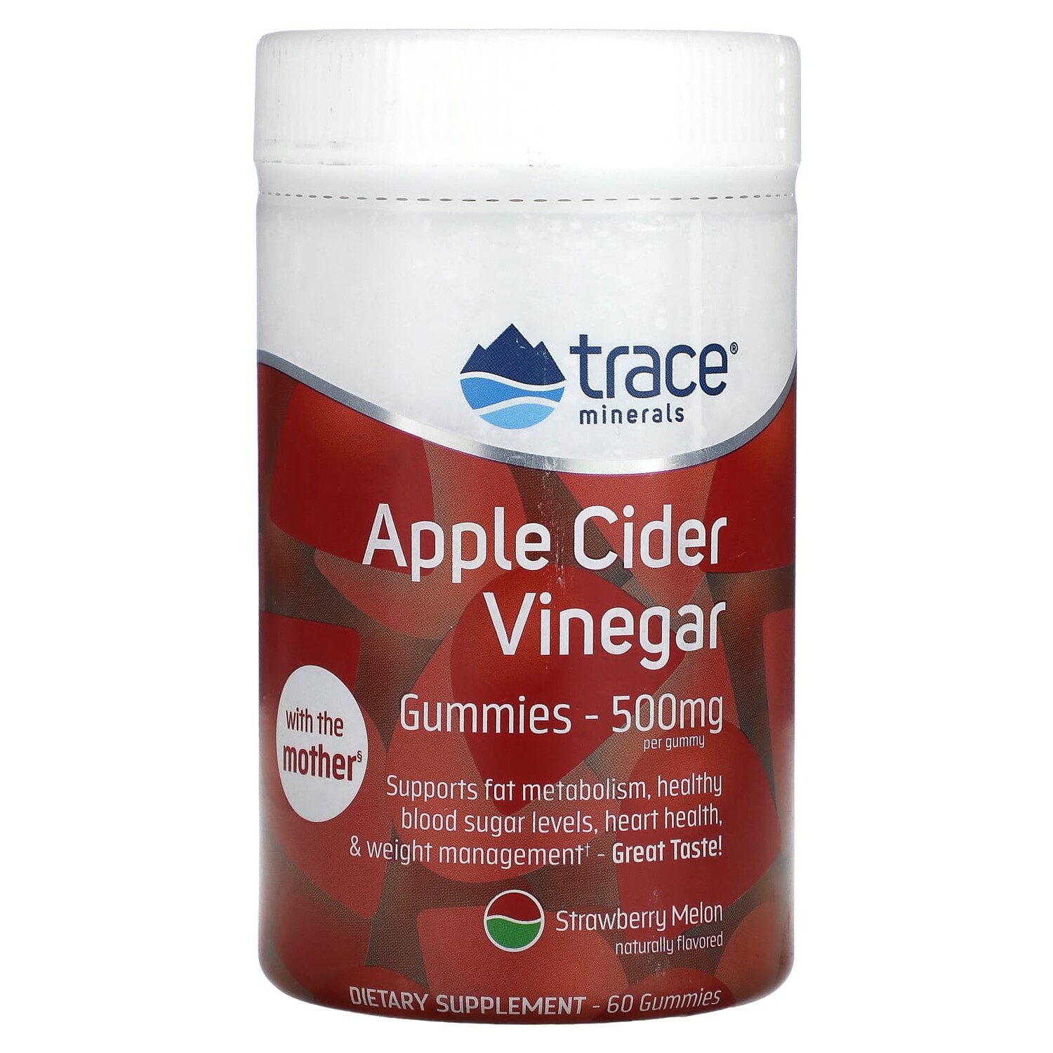 

Trace Minerals Research Apple Cider Vinegar Gummies Strawberry Melon Flavor 500 mg 60 Gummies