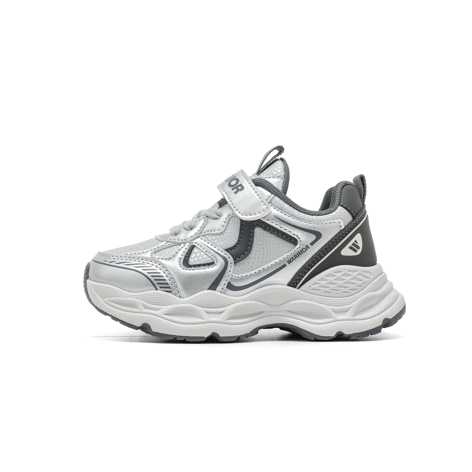 

Детские кроссовки Mid top Lifestyle с мягкой подошвой, амортизацией, устойчивые к истиранию и скольжению WARRIOR, серебро серый/темно-серый