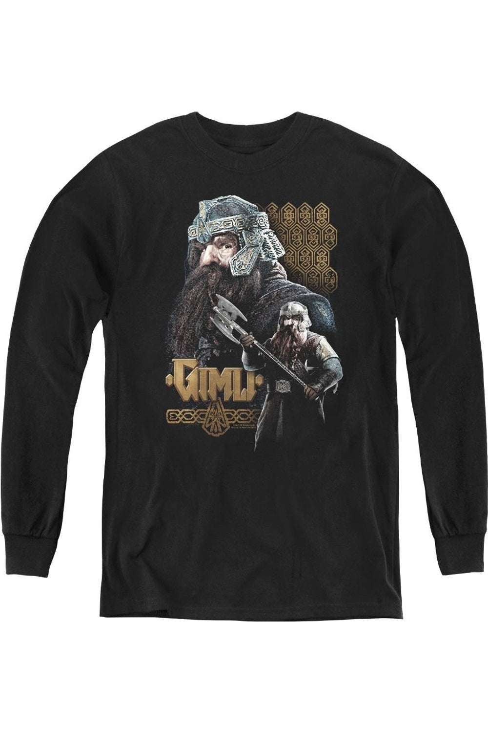 

Футболка с длинным рукавом Lord Of The Rings Gimli для детей Gildan, черный