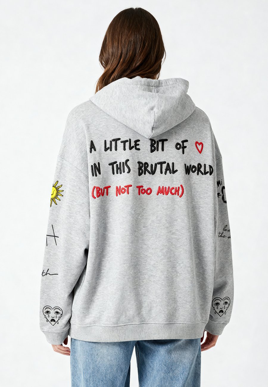 

Худи Mira Paris BRUTAL TATTOO EMBROIDERY UNISEX , Mottled Grey