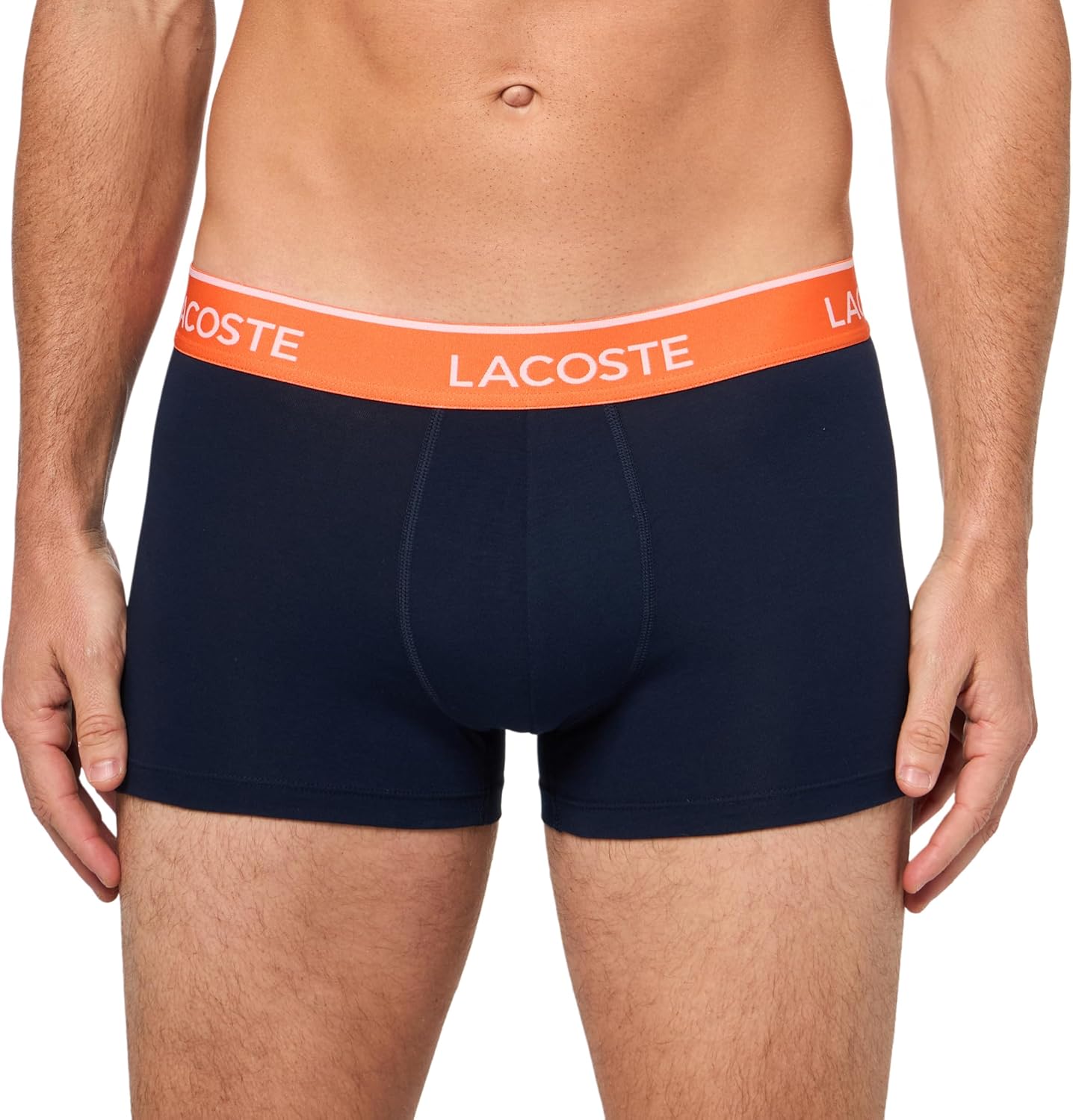 Трусы Lacoste, мужские, хлопковые набор из 3 штук, Navy Blue/Orange/Red — фото 2
