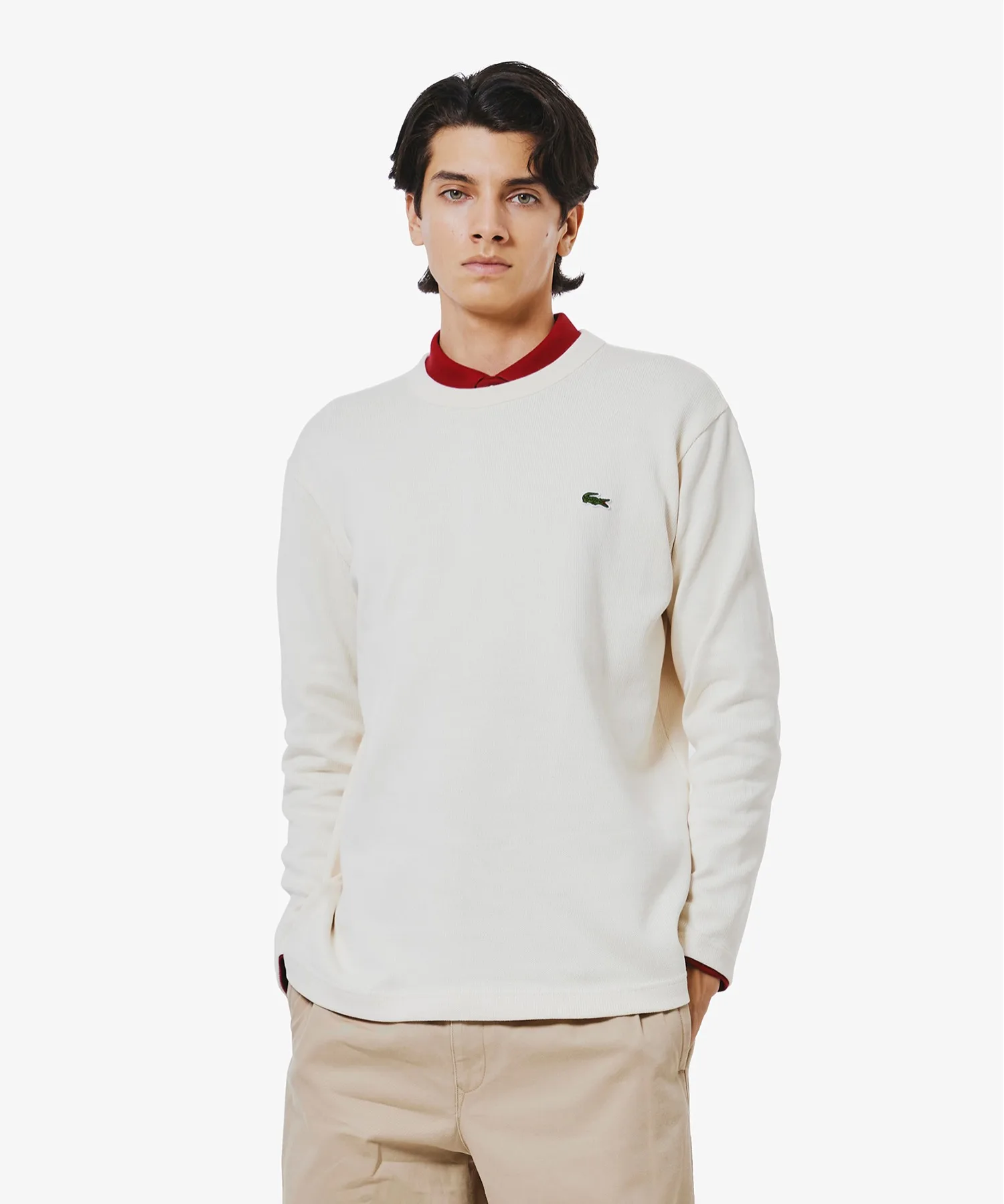 Унисекс футболка LACOSTE из плотного хлопка с логотипом белая