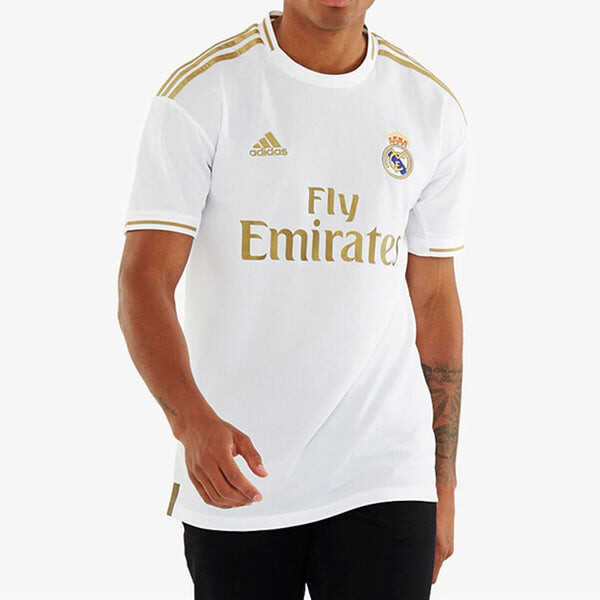 Футболка real madrid 19-20 season fan edition home alphabet logo stripe sports soccer/football short sleeve jersey Adidas, белый — фото 3