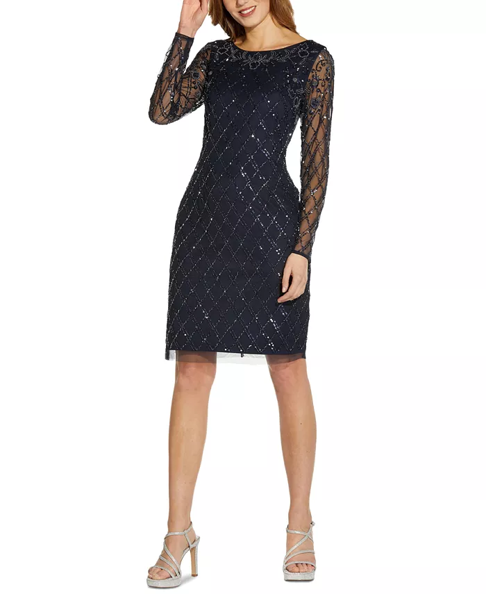 

Платье-футляр с декоративными элементами Adrianna Papell, синий