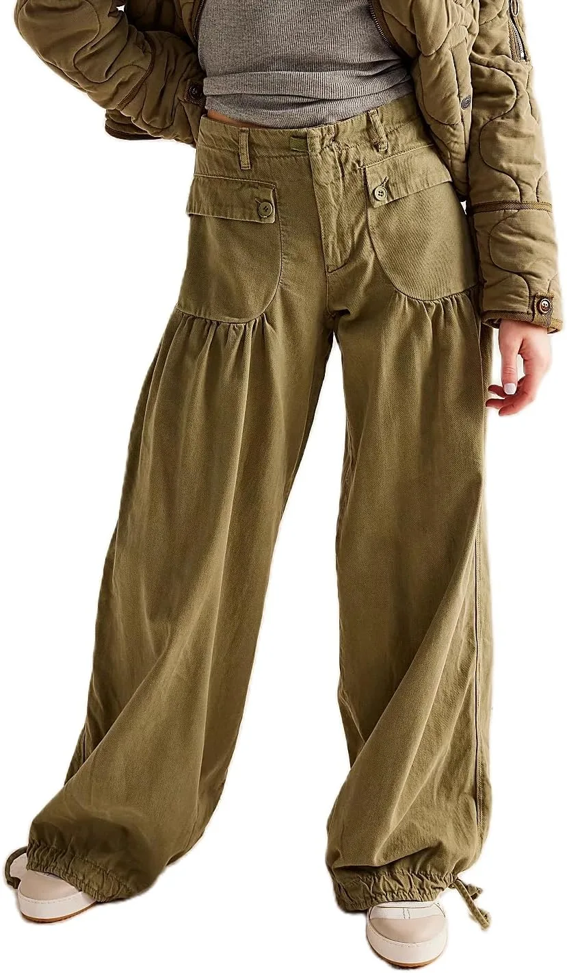 

Джинсы low rise barrel с рюшами и завязками Pivanzore