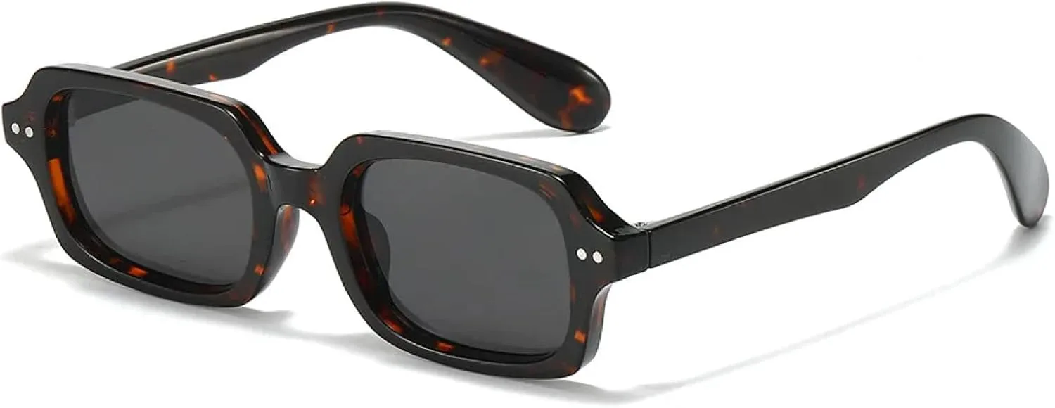 

Классические винтажные солнцезащитные очки с заклепками для женщин и мужчин, роскошные, в маленькой оправе, в стиле панк, популярные TVTBBVV, Leopard Black