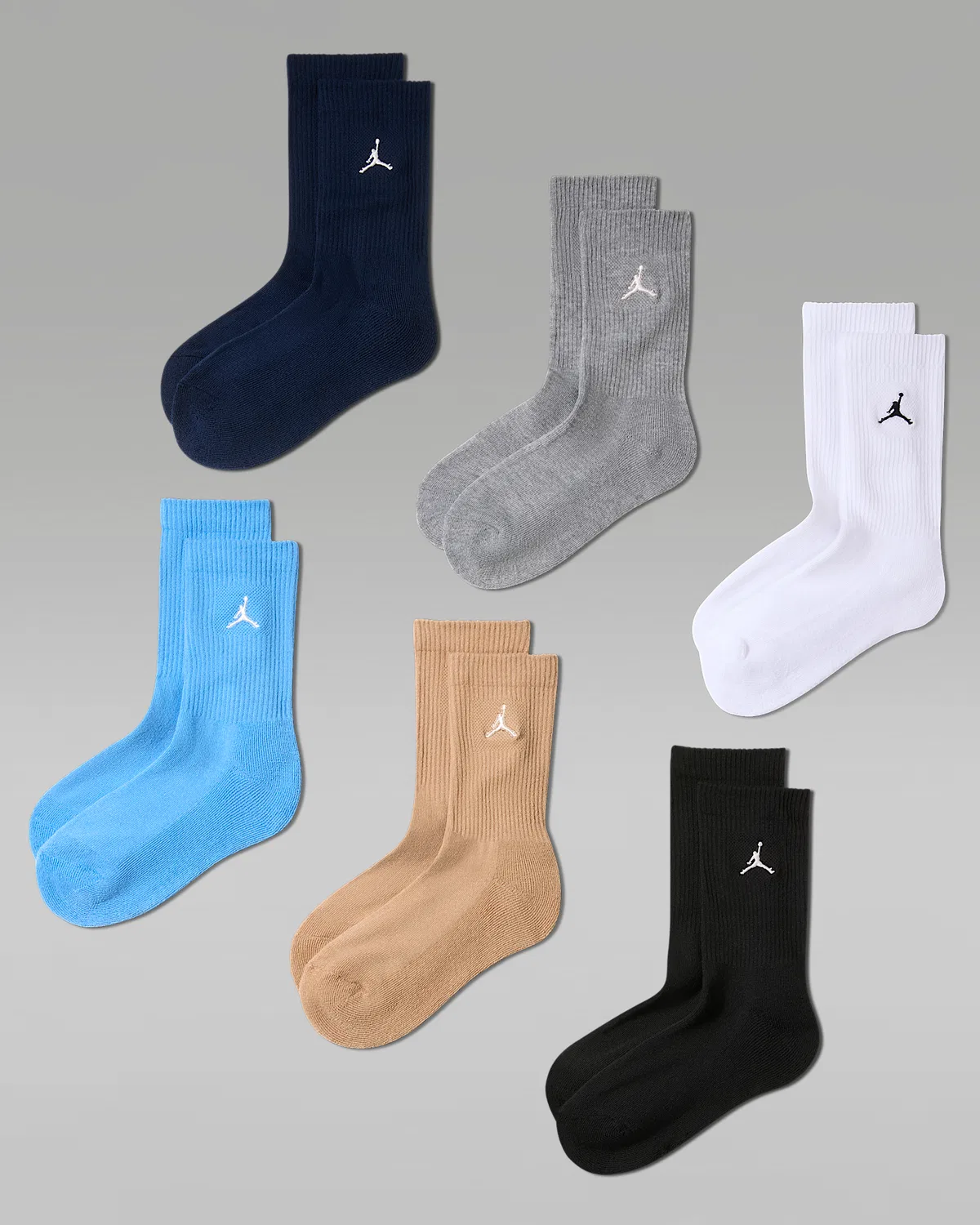 Детские носки (6 пар) Jordan Everyday Essentials, Multi-Color/Obsidian