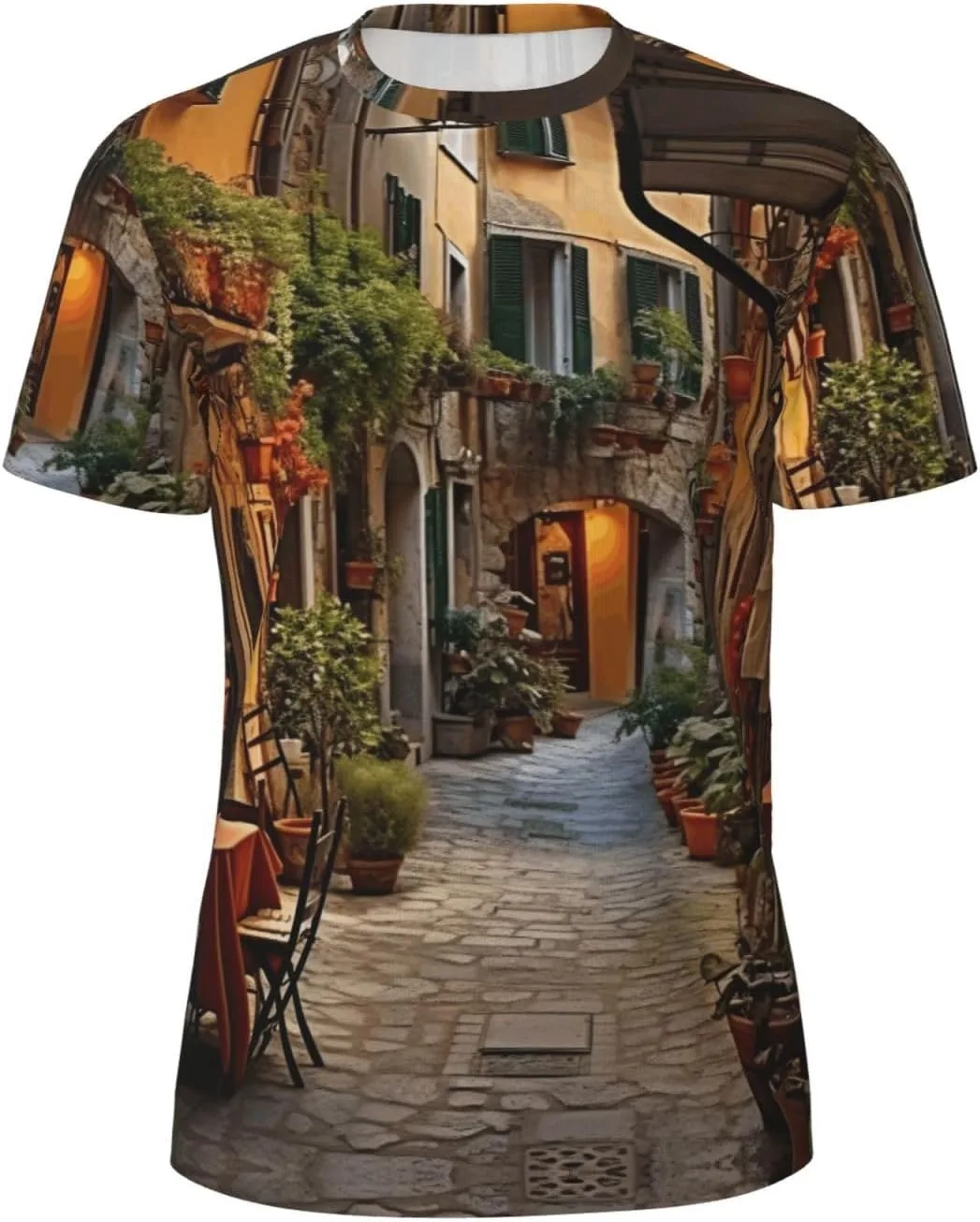 

Футболка мужская летняя с принтом Italian Old Street, легкая и дышащая SDFHU