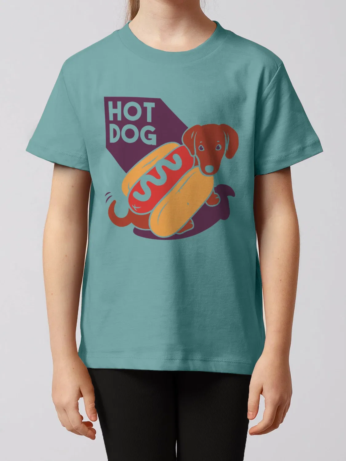 Футболка Hot Dog, Wat? Apparel, teal monstera