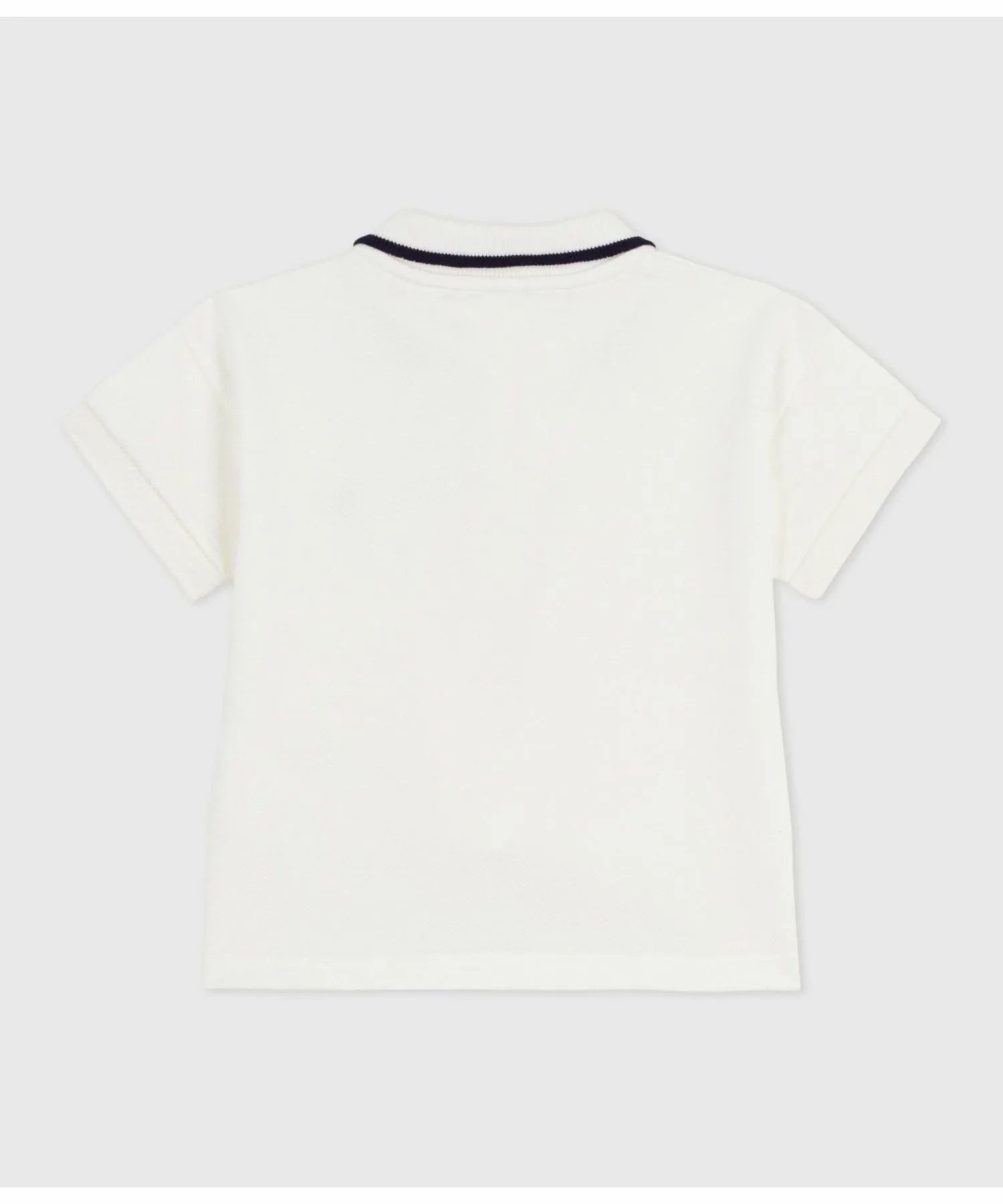 Рубашка-поло с короткими рукавами из трикотажа пике PETIT BATEAU, Off white — фото 2