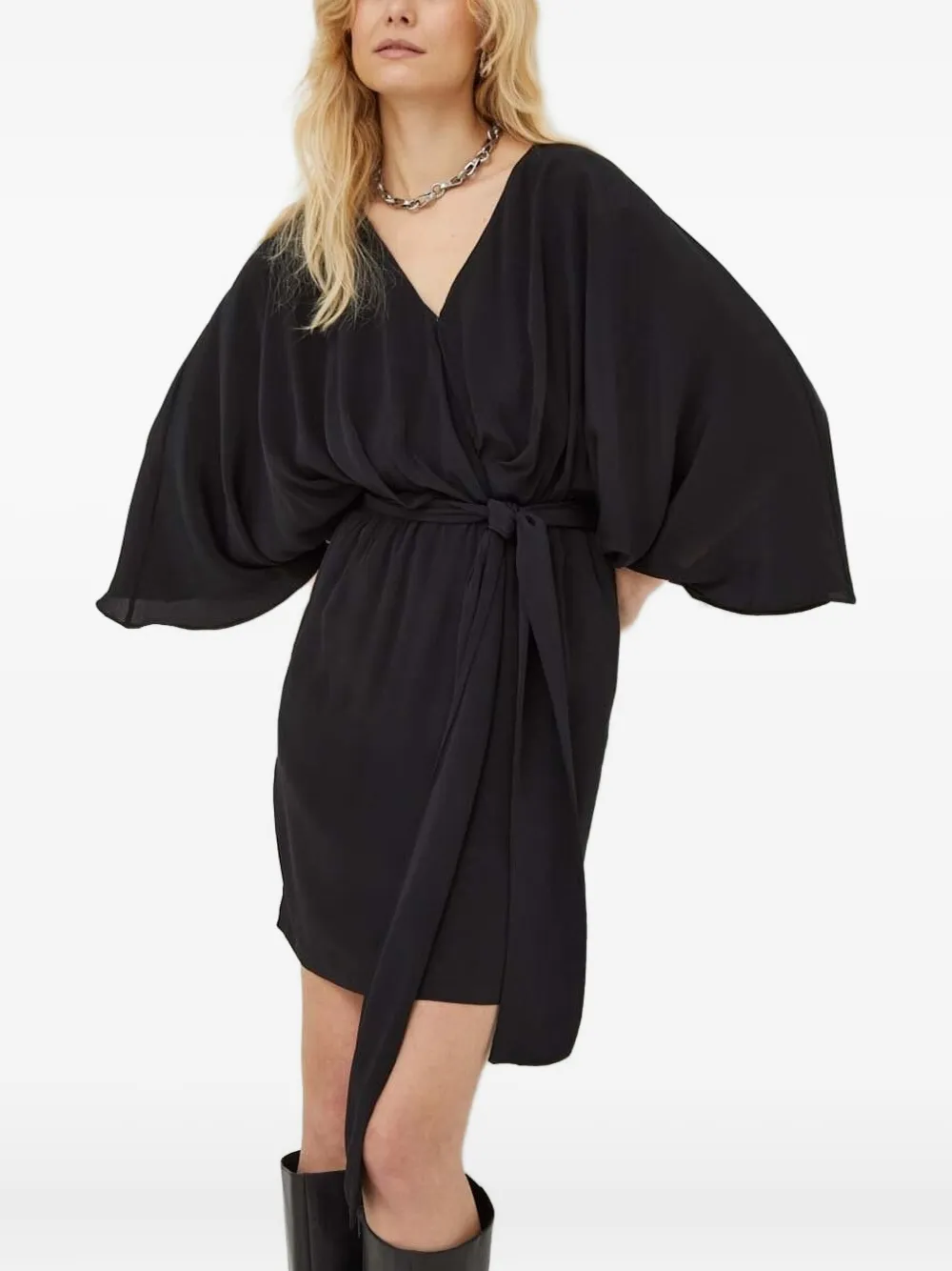 

Платье с запахом и широкими рукавами The Kooples, черный