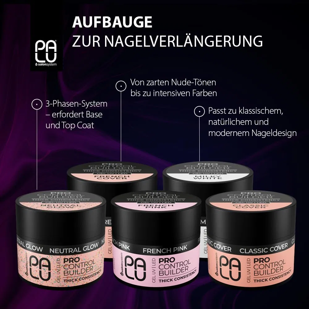 Трехфазный строительный гель для наращивания ногтей «Pro Control Builder Gel French Cover» 45 г от PALU Palu Salon System — фото 2