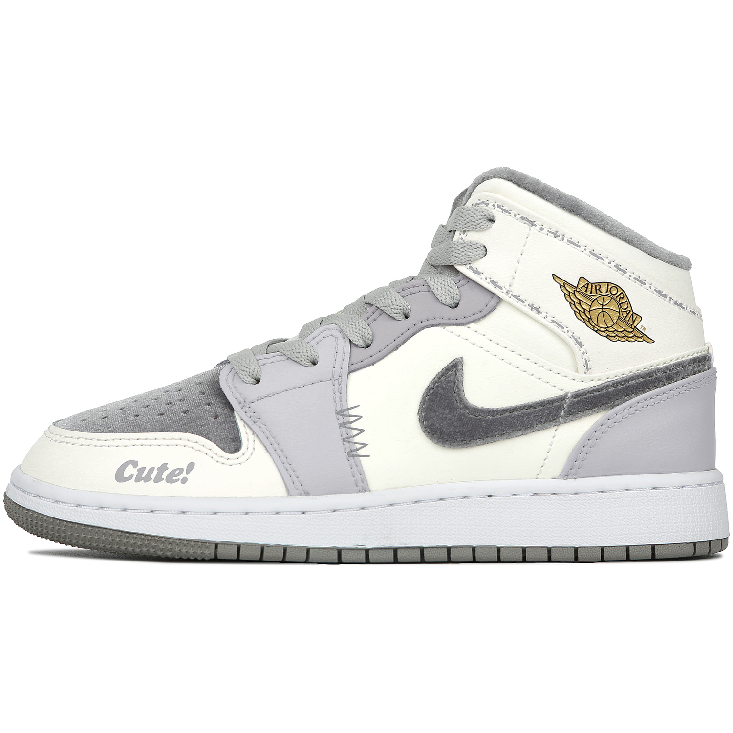 

Air 1 нескользящие износостойкие мид-топ детские баскетбольные кроссовки beige gray для подростков Jordan, бежевый