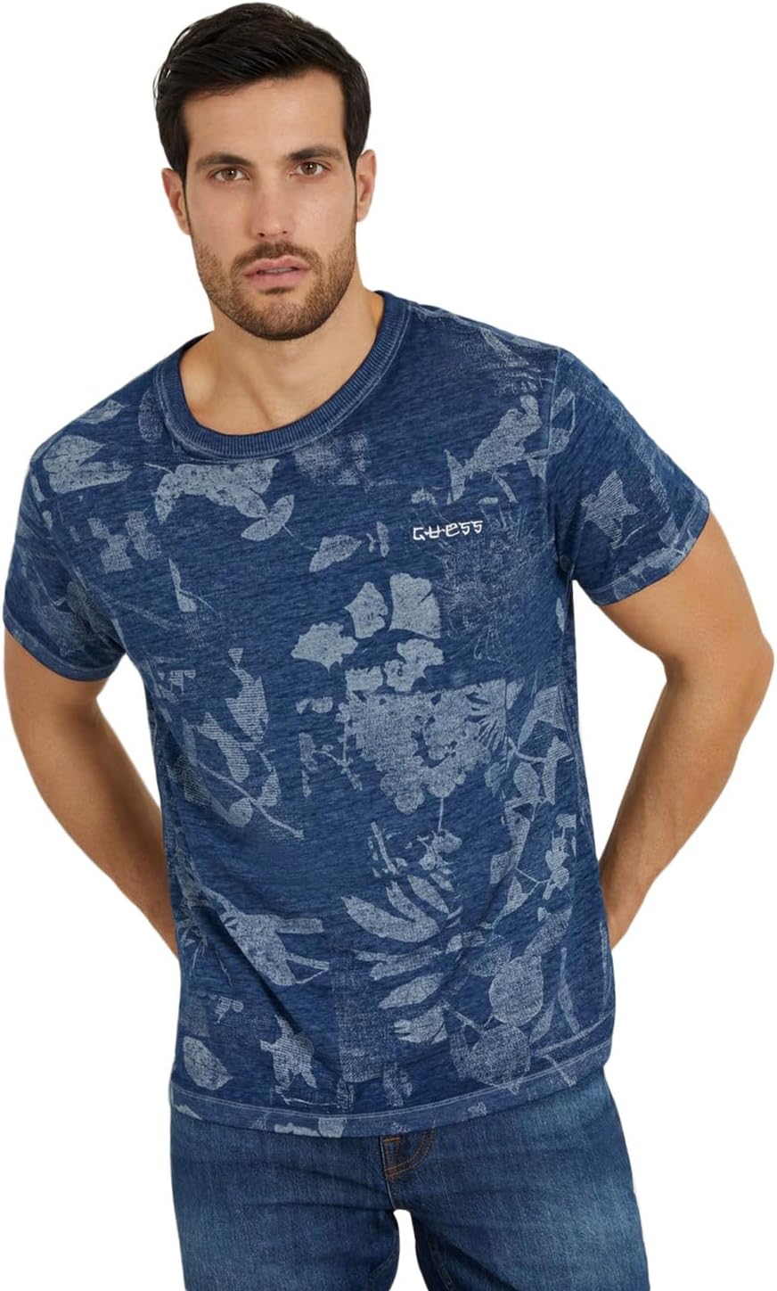 

Мужская футболка GUESS, Blue And White Leaves Aop