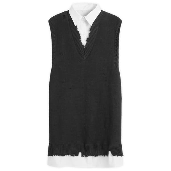 

Вязаное мини-платье с V-образным вырезом Mm6 Maison Margiela, черный