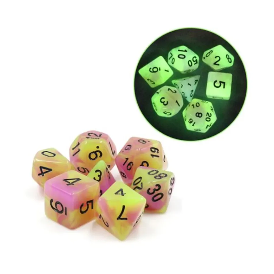 

Набор «Свечение в темноте» — темный тюльпан с черным (7), Dice Sets - Resin/Acrylic - Rainbow & Multi-Colored (Foam Brain Games)