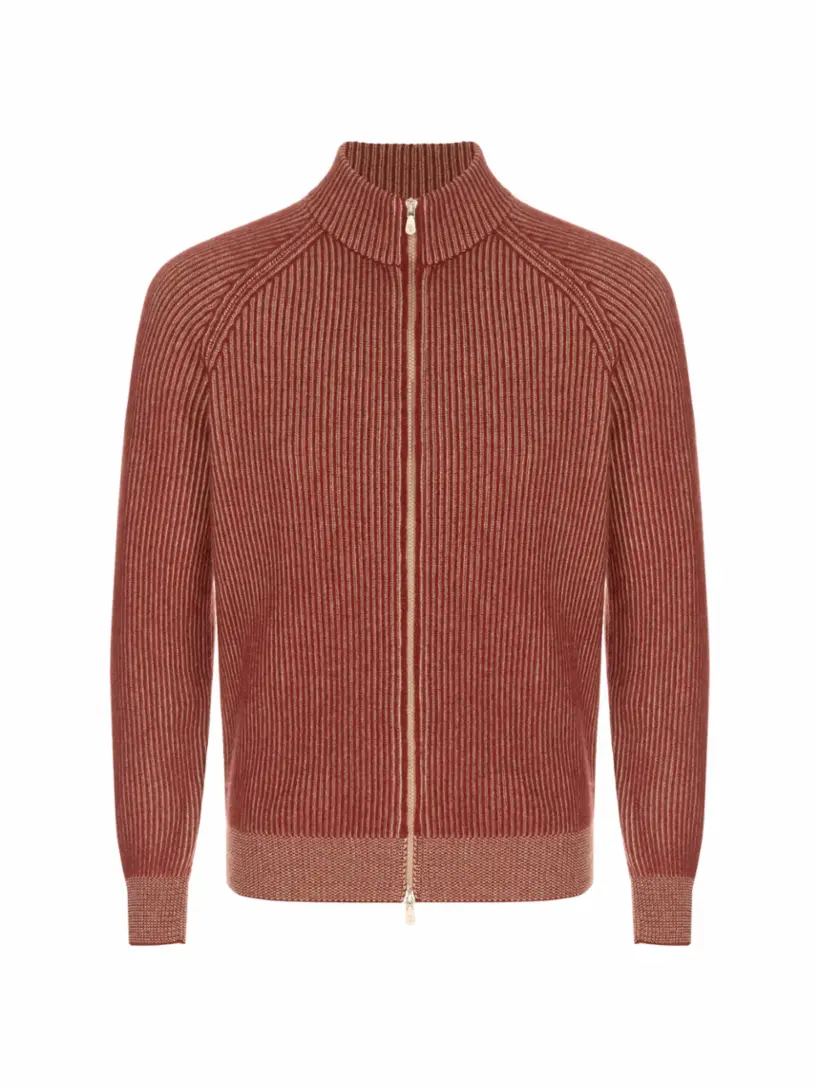 

Кашемировый кардиган на молнии Brunello Cucinelli, красный