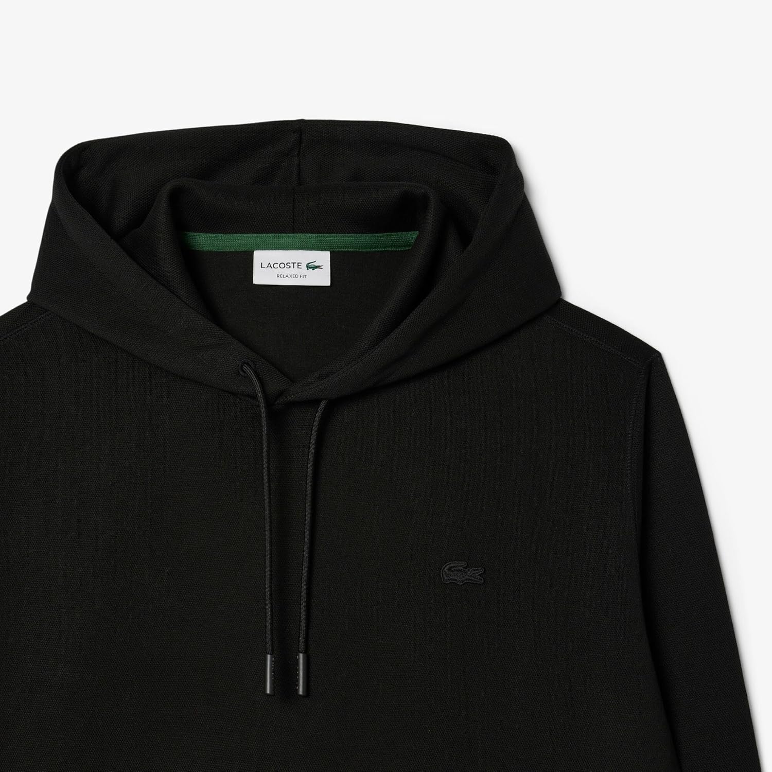 Толстовка Lacoste, официальная толстовка из пике, однотонная худи, мужская, черный — фото 4