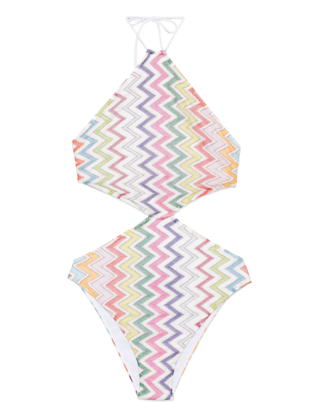 

Купальник с вырезом халтер и узором зигзаг Missoni, белый