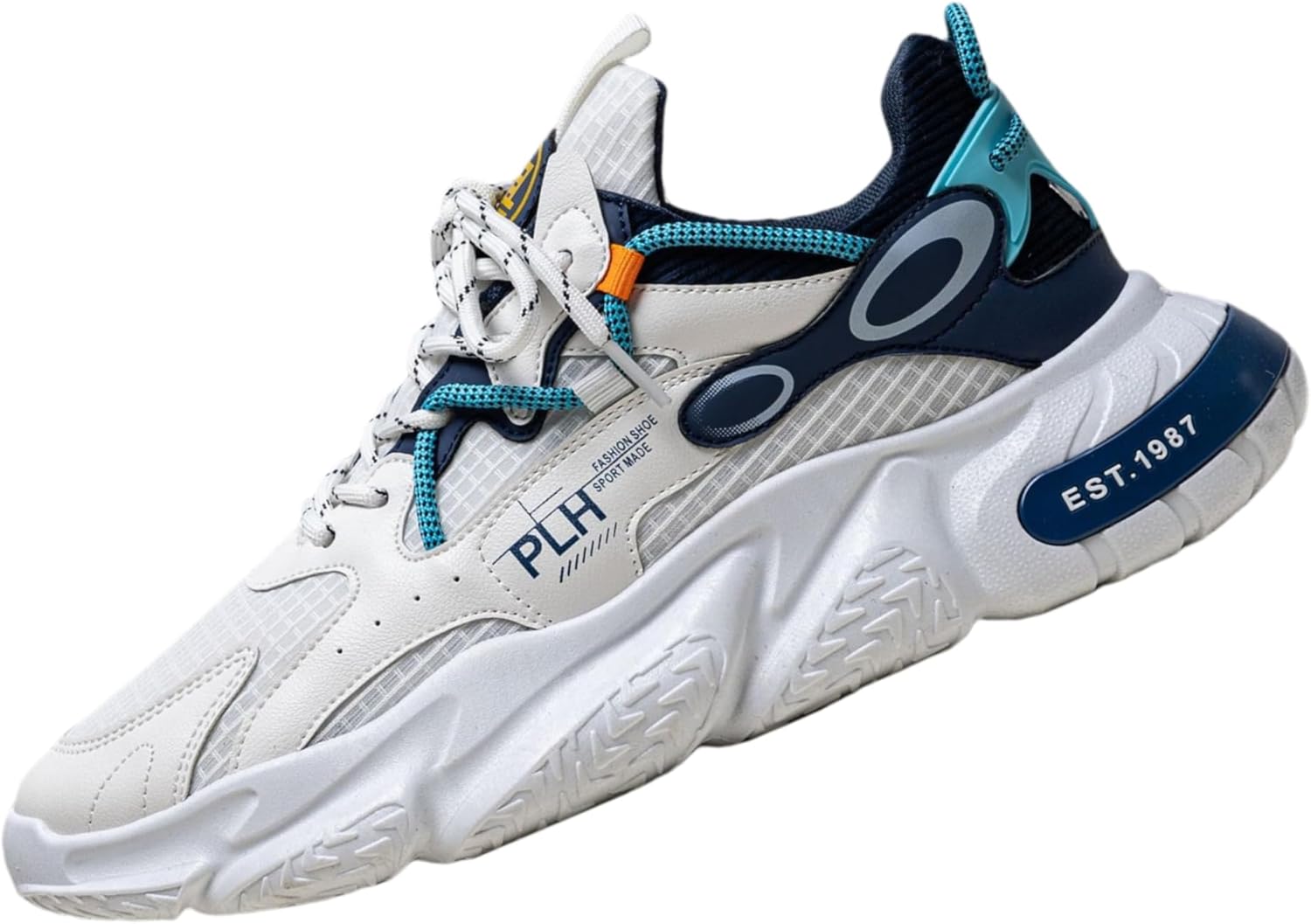 

Мужские кроссовки на платформе в ретро-стиле, модные и удобные спортивные туфли на шнуровке, подходящие для активного отдыха мужчин Hoalox, белый/синий