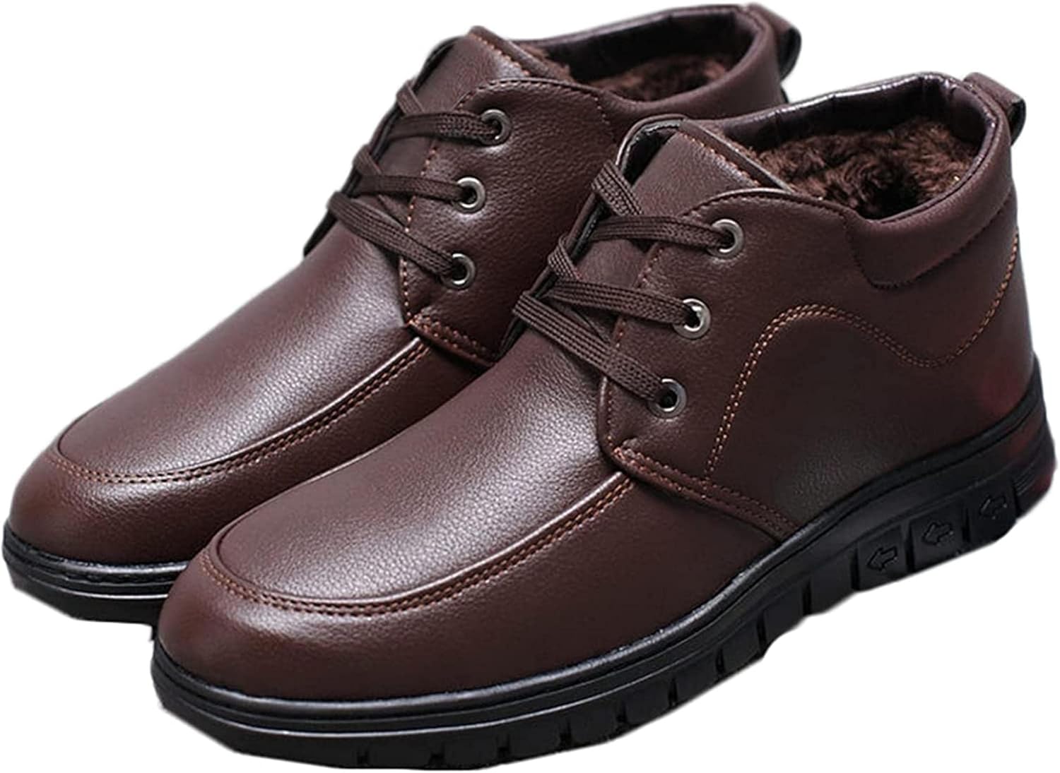 

Мужские зимние ботинки Yiozoi для снега, теплые ботинки, повседневная комфортная обувь, высокие, легкие, с шнуровкой, кожаные, коричневый