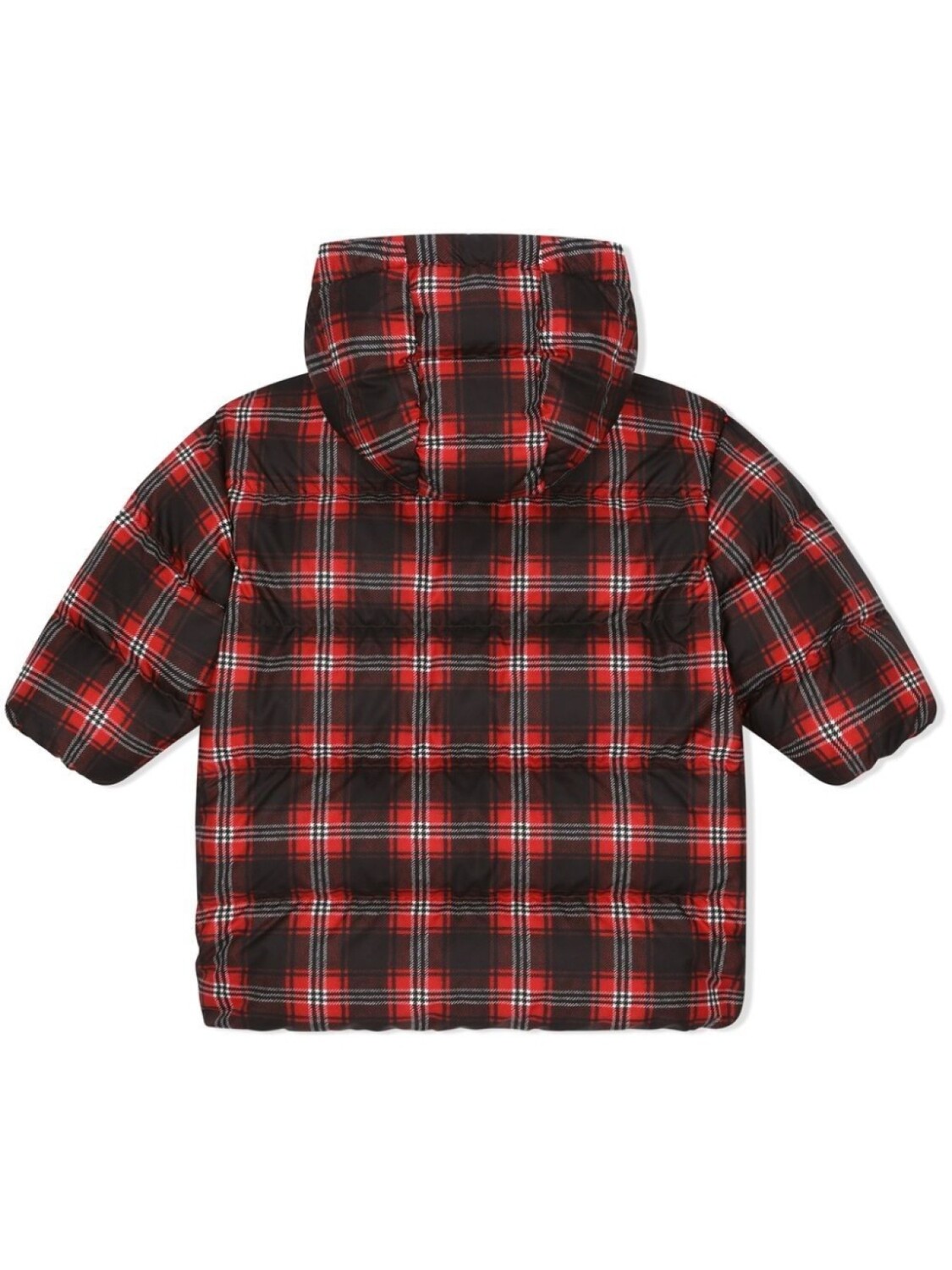 

Dolce & Gabbana длинный пуховик в клетку тартан, красный