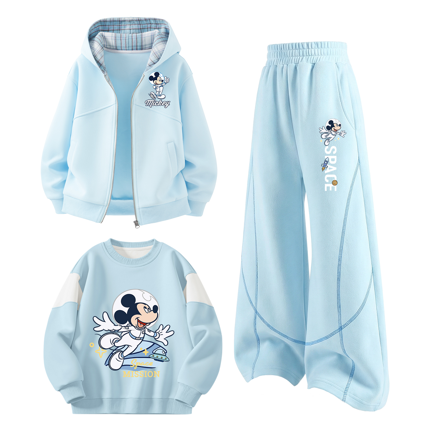 Детский спортивный комплект Casual из 3 предметов Disney, difang label k pudding синий+difang frame mickey mouse k белый heather серый+difang square block pudding синий — фото 4