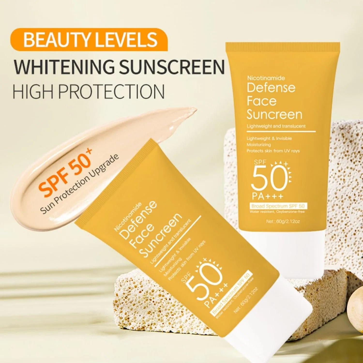 Солнцезащитный крем для лица SPF 50 PA+++ Dove Shea Butter & Vanilla, 84 г, желтый Generic — фото 4