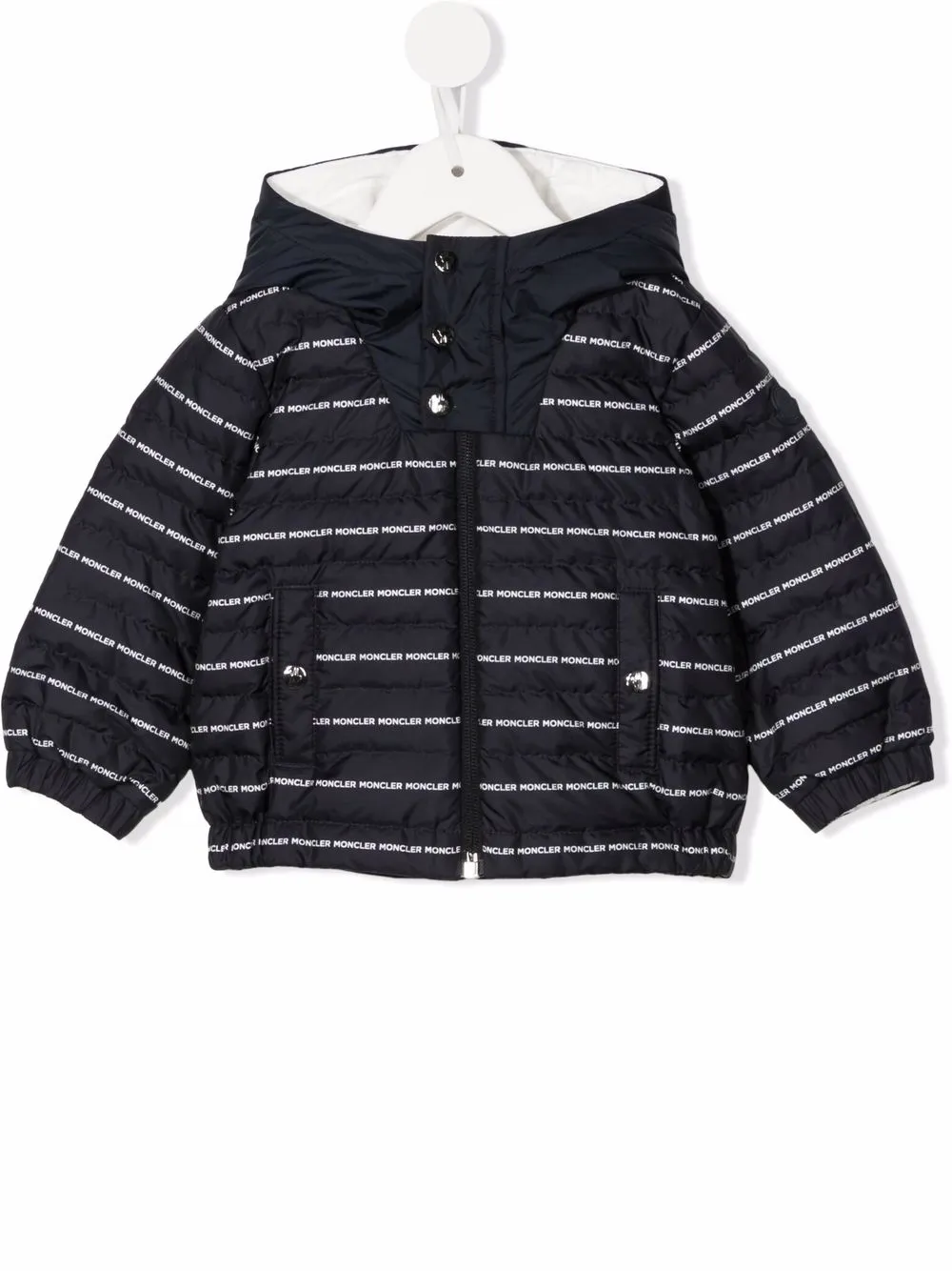 

Стеганая куртка с капюшоном и логотипом Moncler Enfant, синий