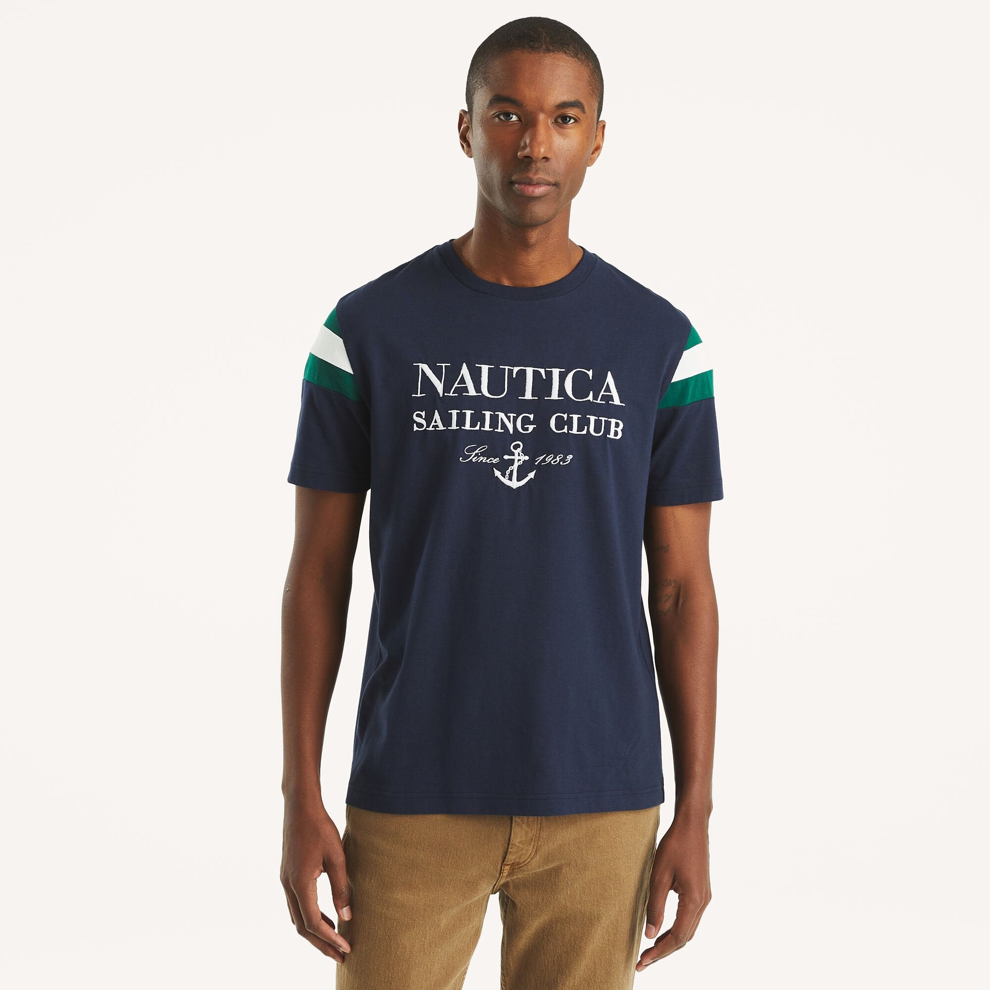 

Футболка Nautica Mens Colorblock с круглым вырезом, цвет navy seas