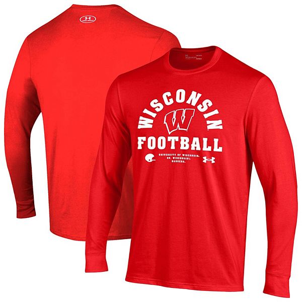 

Мужская красная футболка wisconsin badgers 2025 sideline performance cotton с длинным рукавом Under Armour