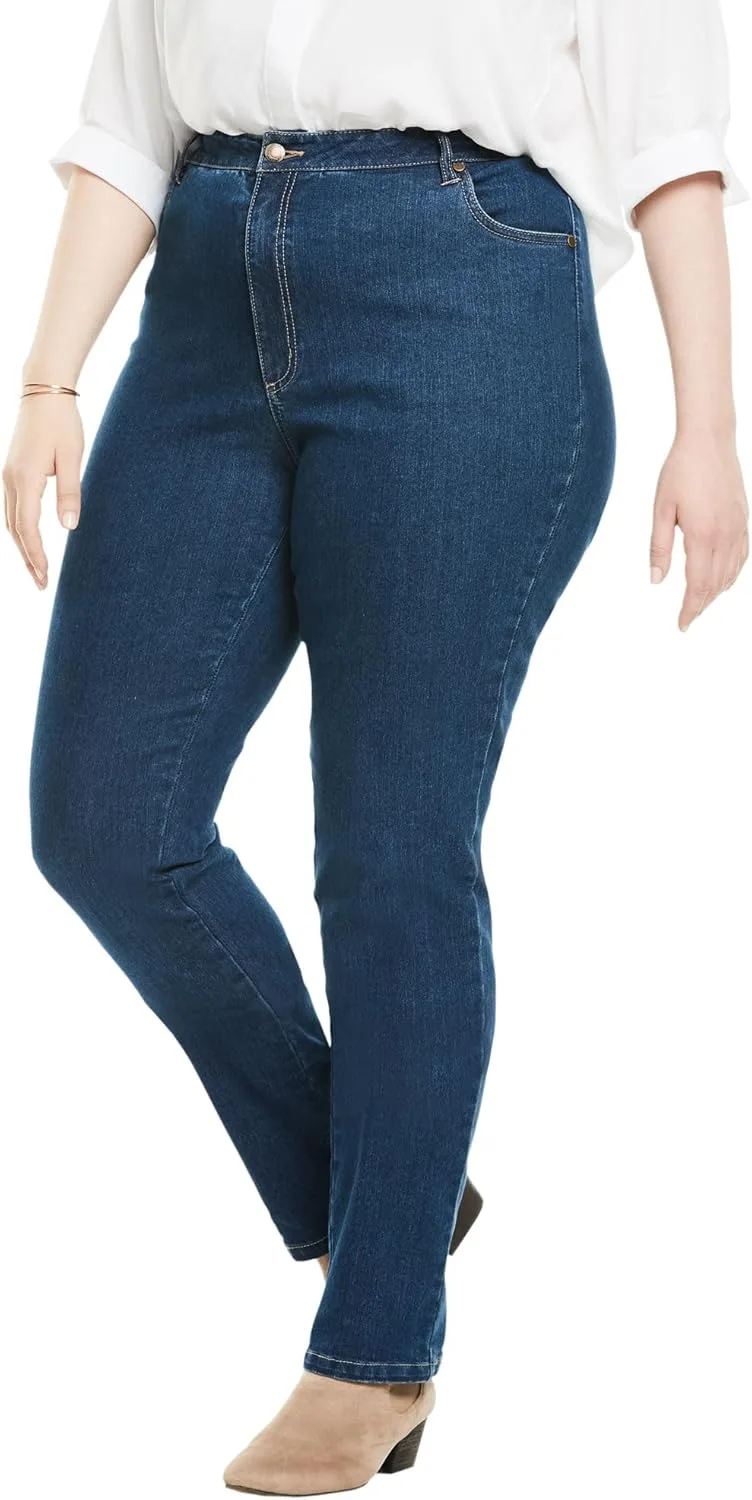 

Woman Within Plus Size прямые джинсы Stretch Denim с пятью карманами