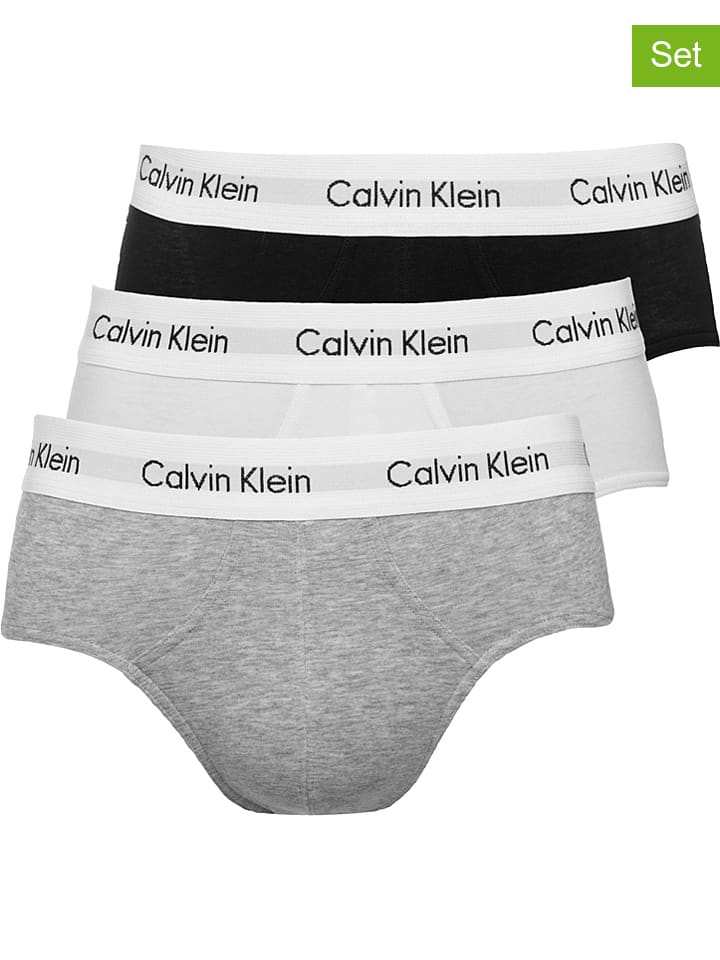 

Трусы CALVIN KLEIN UNDERWEAR 3er-Set: Slips, цвет Hellgrau/Weiß/Schwarz