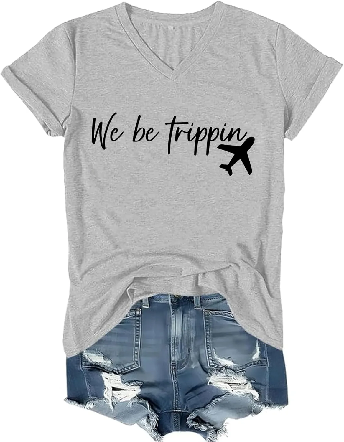 Футболка We Be Trippin с V-образным вырезом, принт Funny Vacation, Unisex
