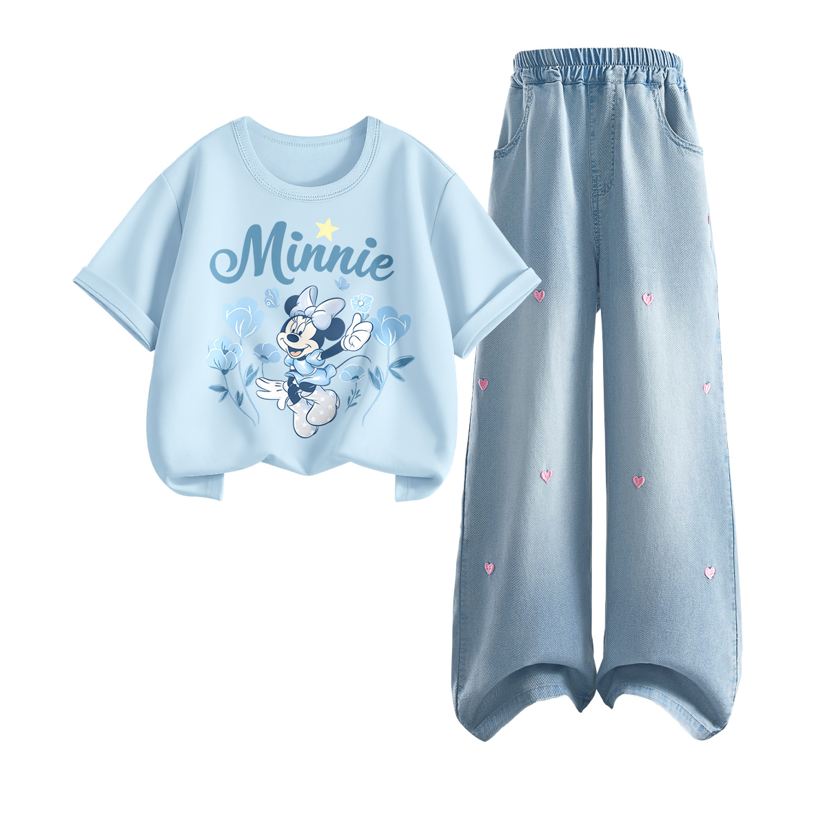 Детская повседневная спортивная одежда Disney, Di Light Color Sky Blue+Solid Color Denim Light Blue — фото 4