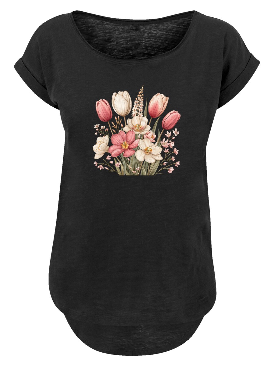 

Рубашка F4NT4STIC Rosa Weißer Frühlingsblumenstrauß, черный