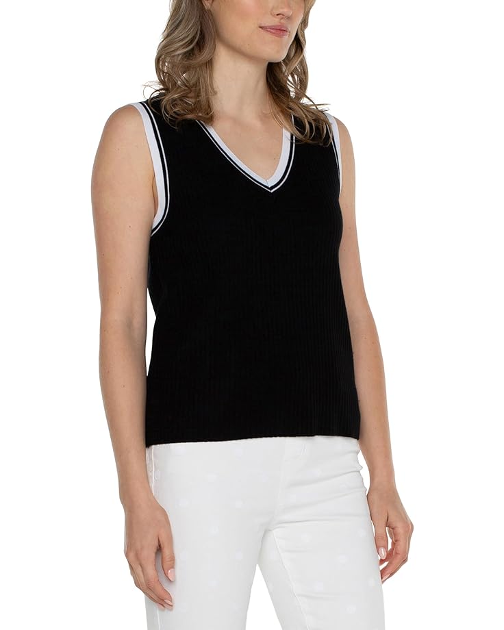 

Свитер Liverpool Los Angeles Sleeveless V-Neck Sweater with Novelty Rib Trim, черный/белый