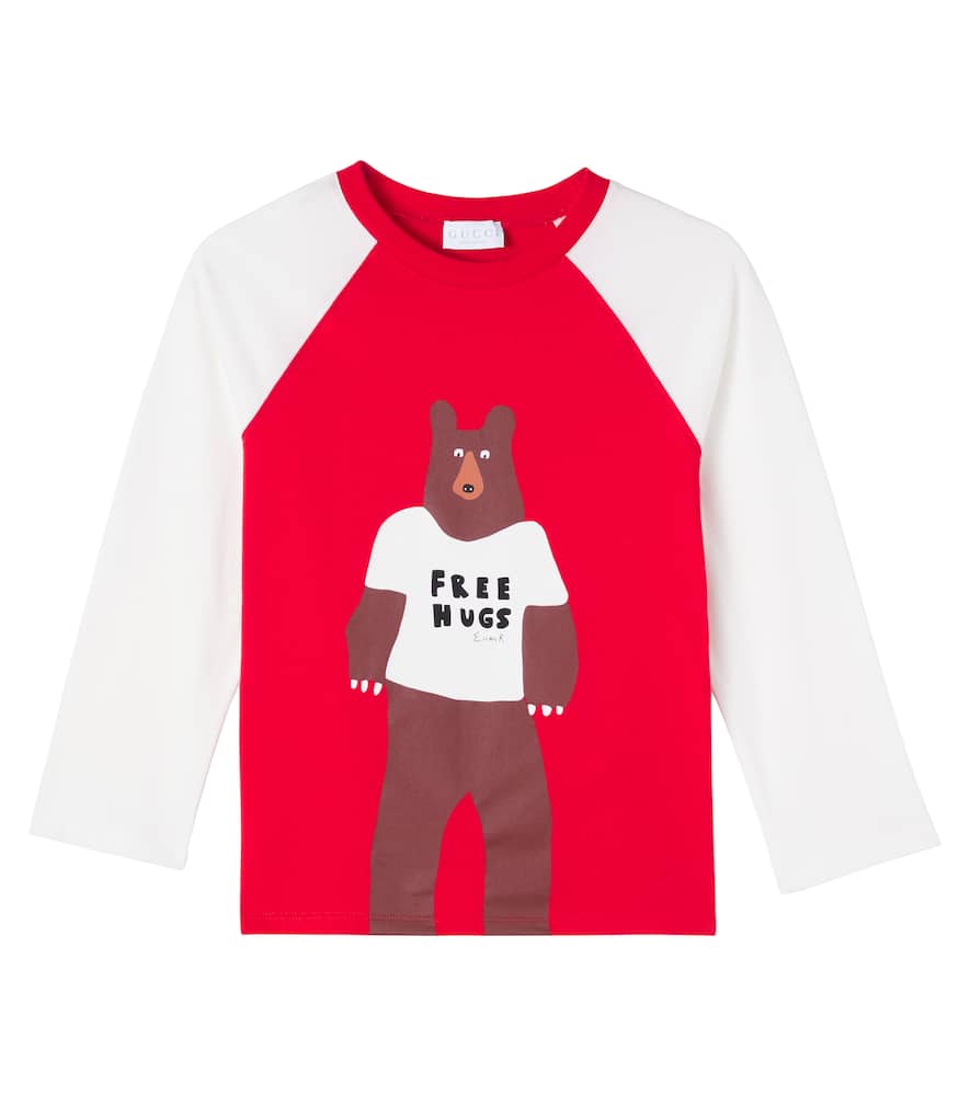 

Футболка из хлопкового джерси с принтом Euan Roberts Gucci Kids, Lobster Red/Mc