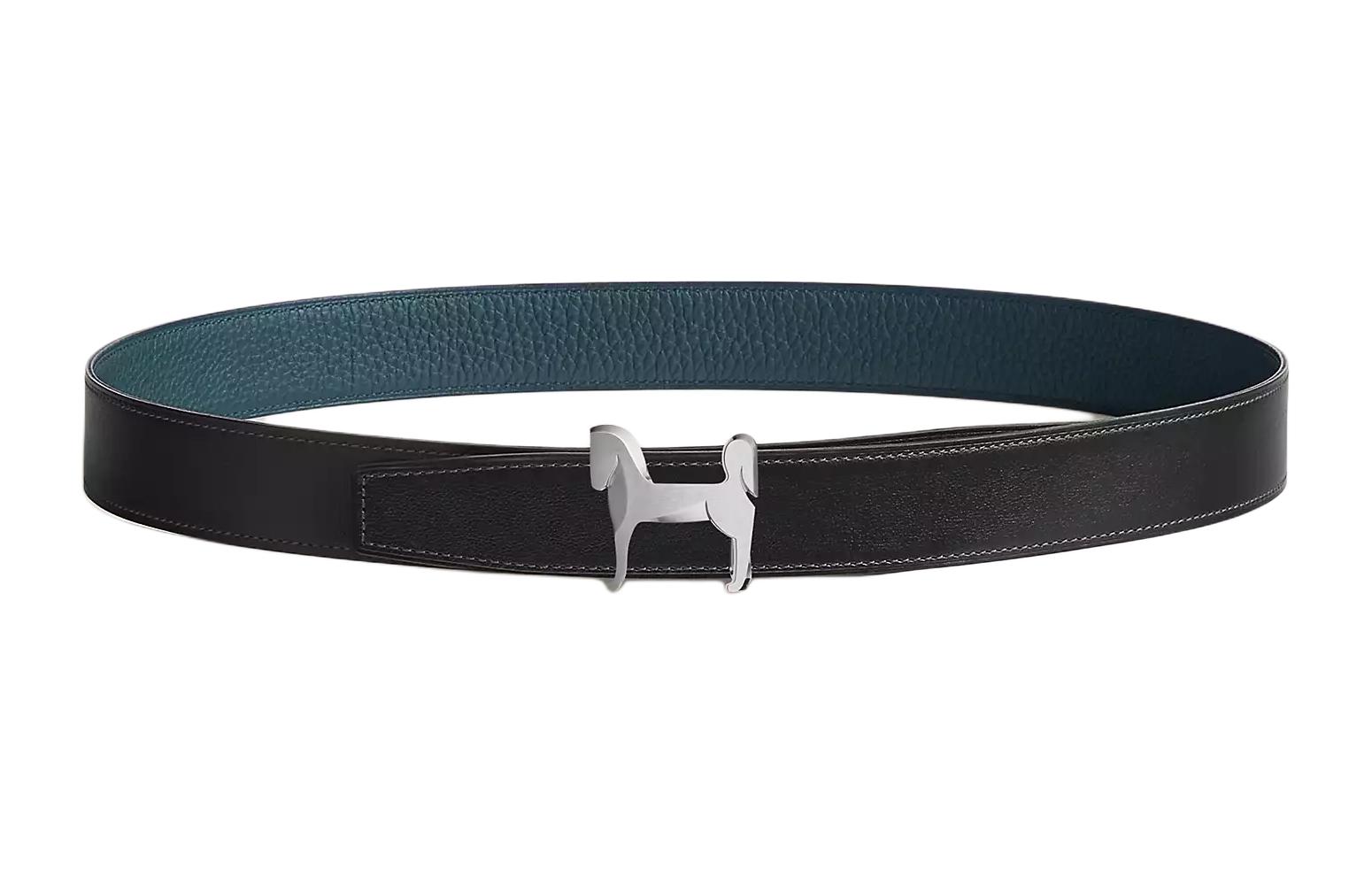 

Кожаный ремень Metal Leather мужской черный ширина 3,2 см HERMES