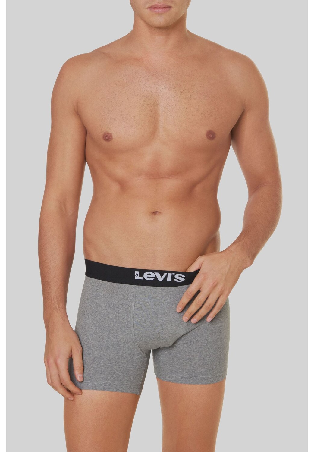 Трусы, 2 шт., эластичный пояс с логотипом, мужские Levi's, цвет Middle Grey — фото 3